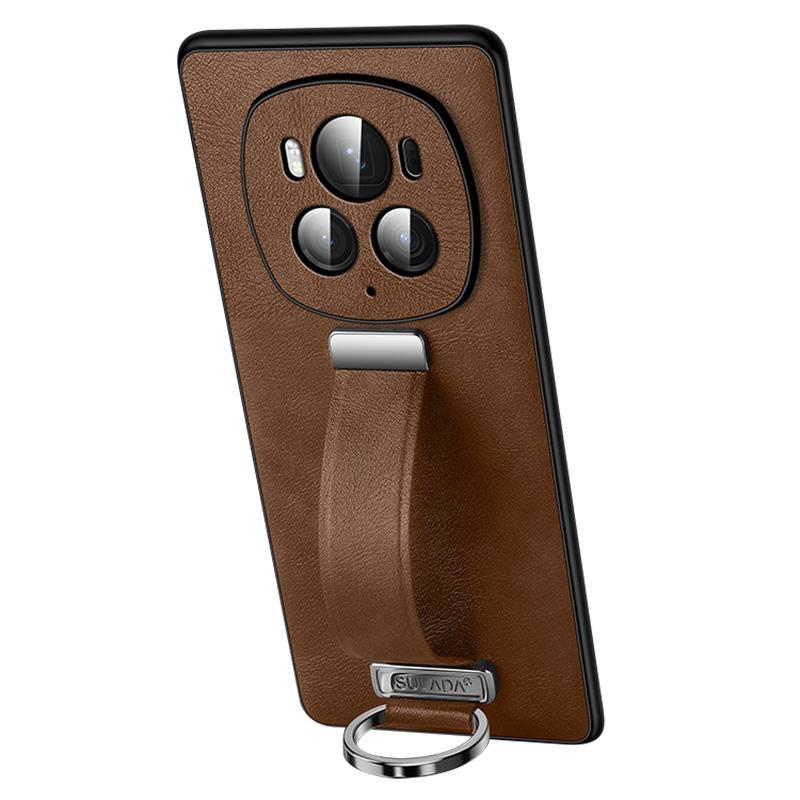 

SULADA Fashion Series for Honor Magic6 Pro 5G Case Kickstand Leather Coated PC+TPU Cover Brown