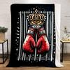 Crown and Boxing Gloves Design Print Blanket Soft and Cozy Perfect for the Living Room Bed Sofa or a Nap,gift