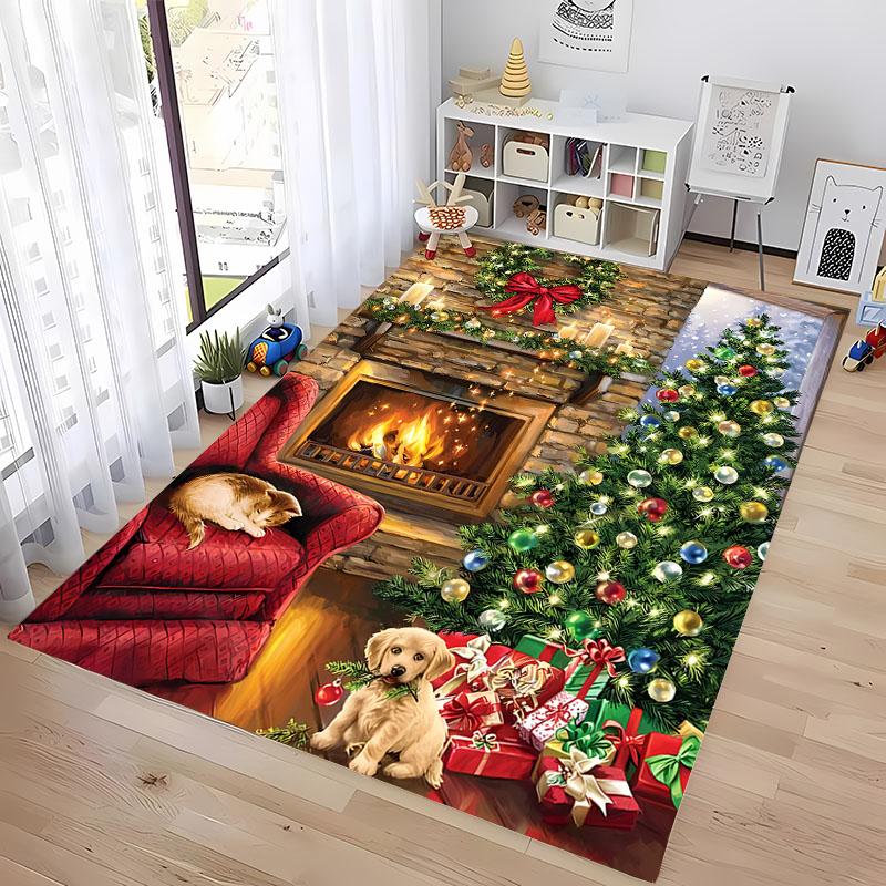 3D HD Printing Christmas Large Area Carpet for Living Room Cartoon Children's Bedroom Sofa Doormat Floor Rug Anti-slip Decor Mat