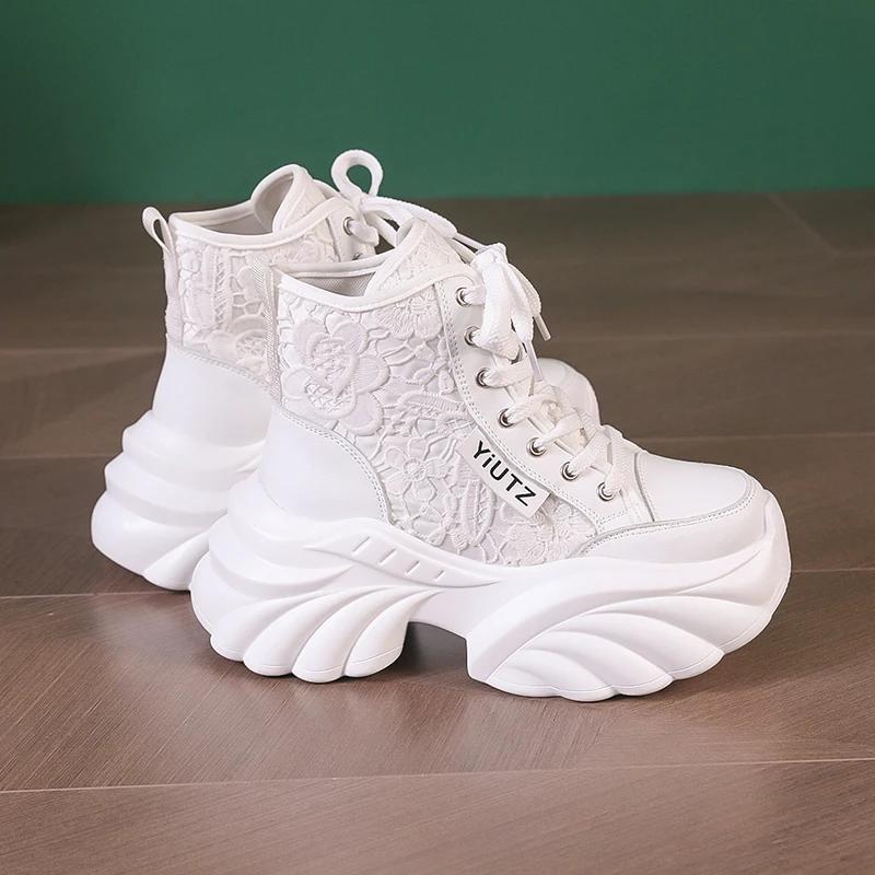 Fashion Autumn Women's Sneakers New Breathable High Platform Shoes Woman Ladies Vulcanize Casual Chunky Sneakers Zapatillas Mujer 8.5CM