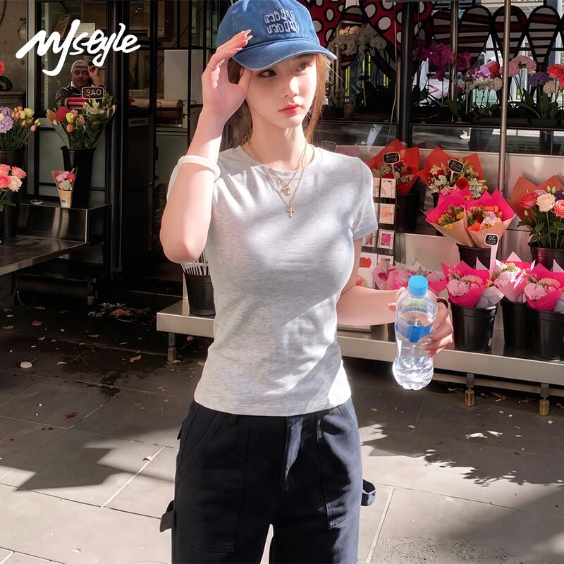 MJ STYLE Women's U-Neck Slim Fit Short Sleeve T-Shirt