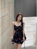 Low-Neck Off-Shoulder Slim-Fit Printed Camisole Dress, Waist-Cinching, Hip-Hugging, Summer Style for Women