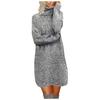 Damenmode, lässig, Stehkragen, langärmelig, mittellang, Pullover, Kleid, Strickpullover