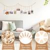 KLOGTSIND Hanging Photo Display with Clips, 9 Wood Clips, Boho Picture Frames Collage Wall Decor, Photo Hanger for Office Cubicle Decor, Kids Art