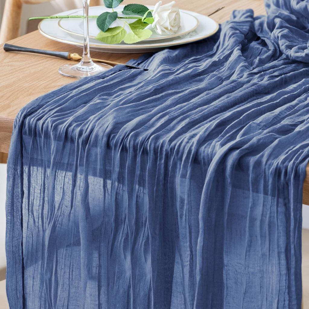 8Pcs Cheesecloth Table Runner, Boho Gauze Cheese Cloth Table Runners for Wedding Party Baby Bridal Shower Banquet Home Decor
