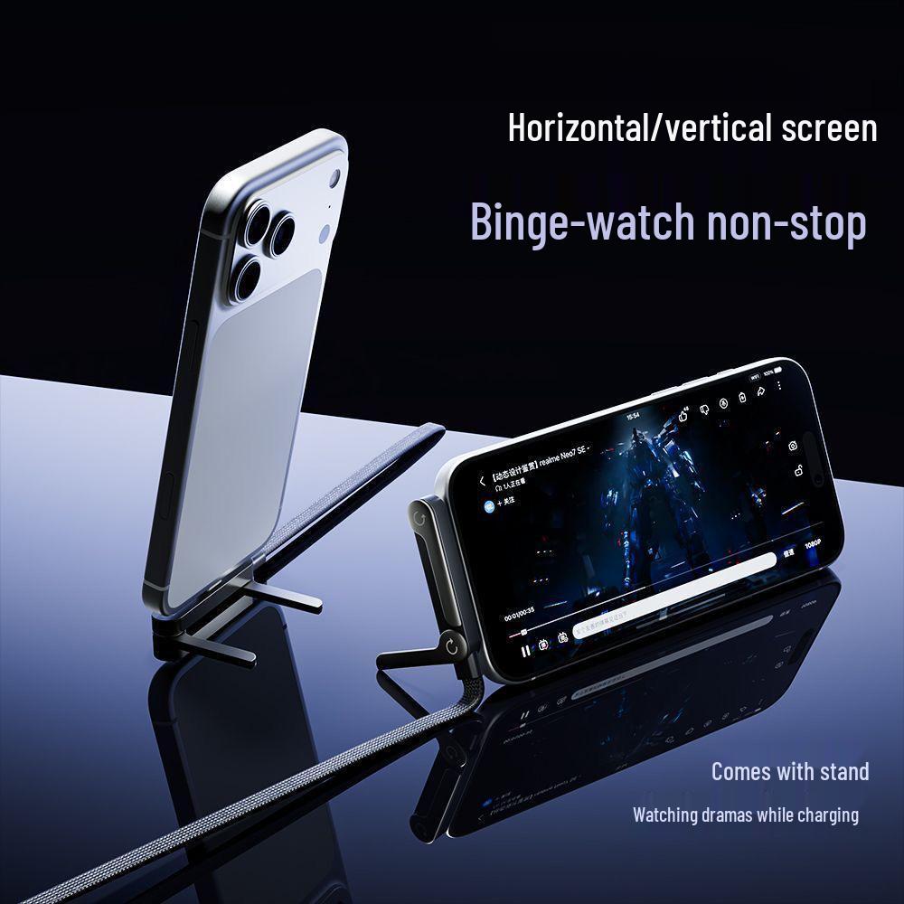 240W Foldable Phone Holder & Fast Charging Data Cable for Apple, Huawei, Type-C Devices