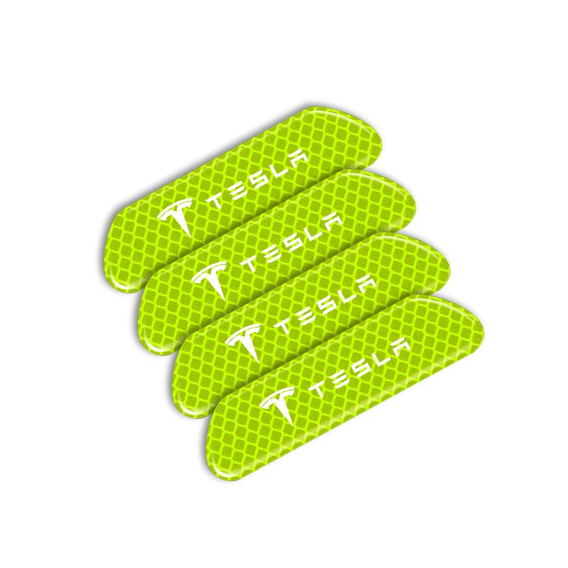 4PCS Car Door Safety Warning Reflective Mark Sticker Emblem For Tesla Model 3 Model X S 2016-2020 Decals TM3 TMX TMS Decal