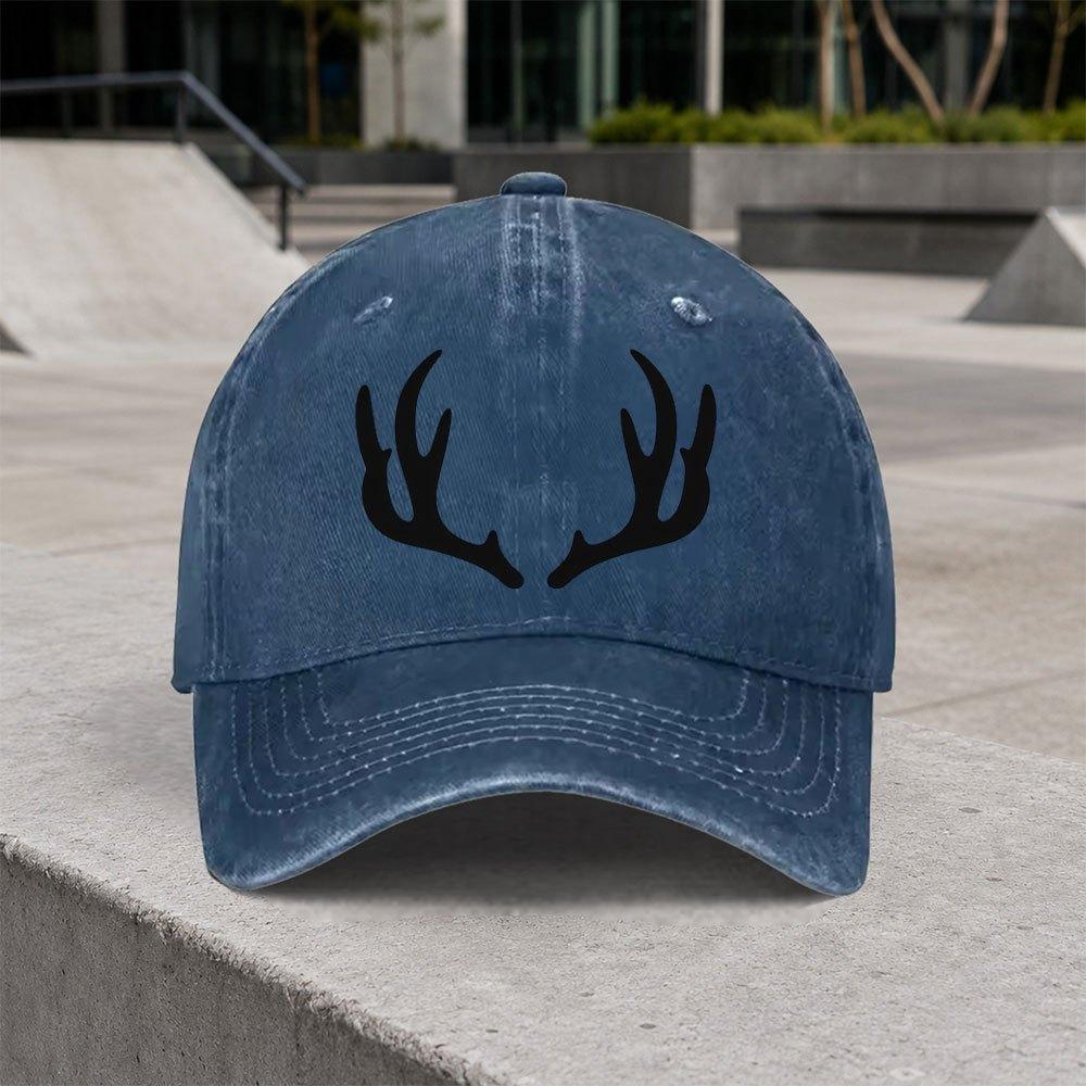 1pc Vintage Antler Cap Suitable For Outdoor Sports Daily Wear Parties Adjustable Hook Loop Duckbill Hat Lightweight Unis