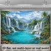 2D Plane Tropical Waterfall Landscape Background Fabric Cascading Waterfall Clear and Blue Water Pool Polyester Fiber
