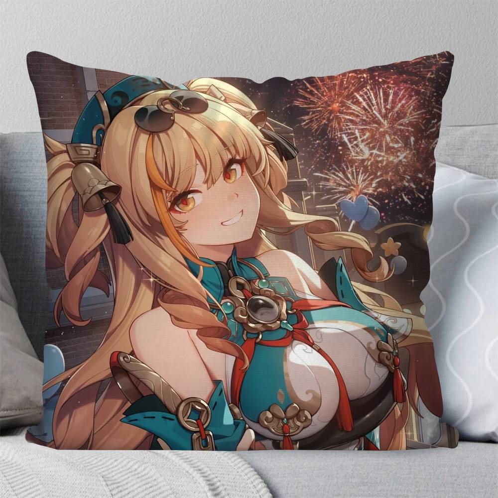 Songque Animated Game HHonkai Impact Rd Pillow Case Fashion Square Pillowcase Bedroom Sofa Room Ins Decoration Leisure