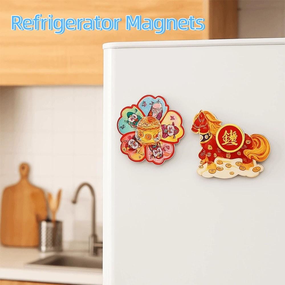 God of Wealth New Year Magnetic Sticker Cartoon Horse Year Fridge Magnets  Chinese New Year