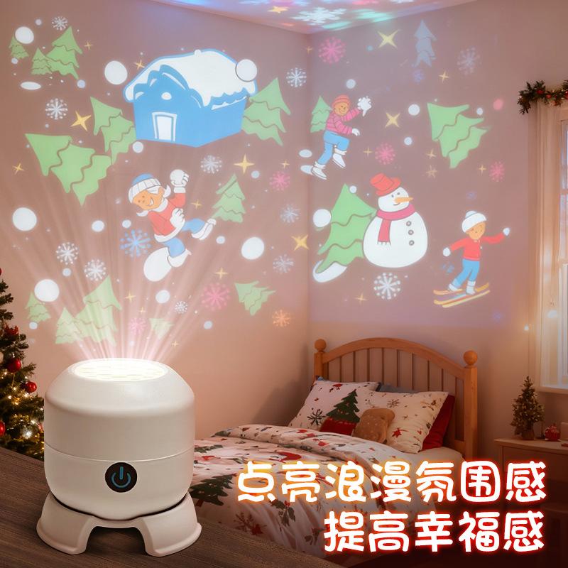 1Pc New LED Christmas Snowflake Projection Light, Colorful Rotating Holiday Decoration Light, Halloween Stage Light 16 Pictures