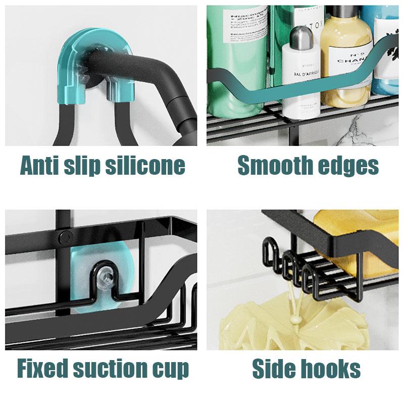 Bathroom Shampoo Bottle Storage Rack Hanging Shower Head Storage Rack Third Floor Made of Iron Wall Mounted Bathroom Shelf