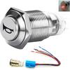 Push Button Switch Car Horn Button Switch Momentary Switch Connector 12V DIY Switch 16mm Red LED On/Off Reset Switch Button Metal Speaker Horn Switch