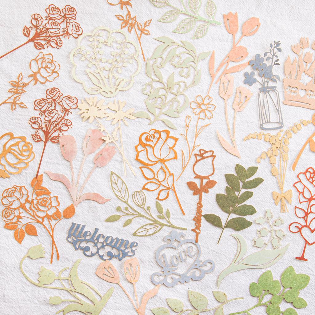 10 Pcs Hollow Long Strip Plant Flower Material Collage DIY Hand Ledger Decorative Collage Material Scrapbooking Material