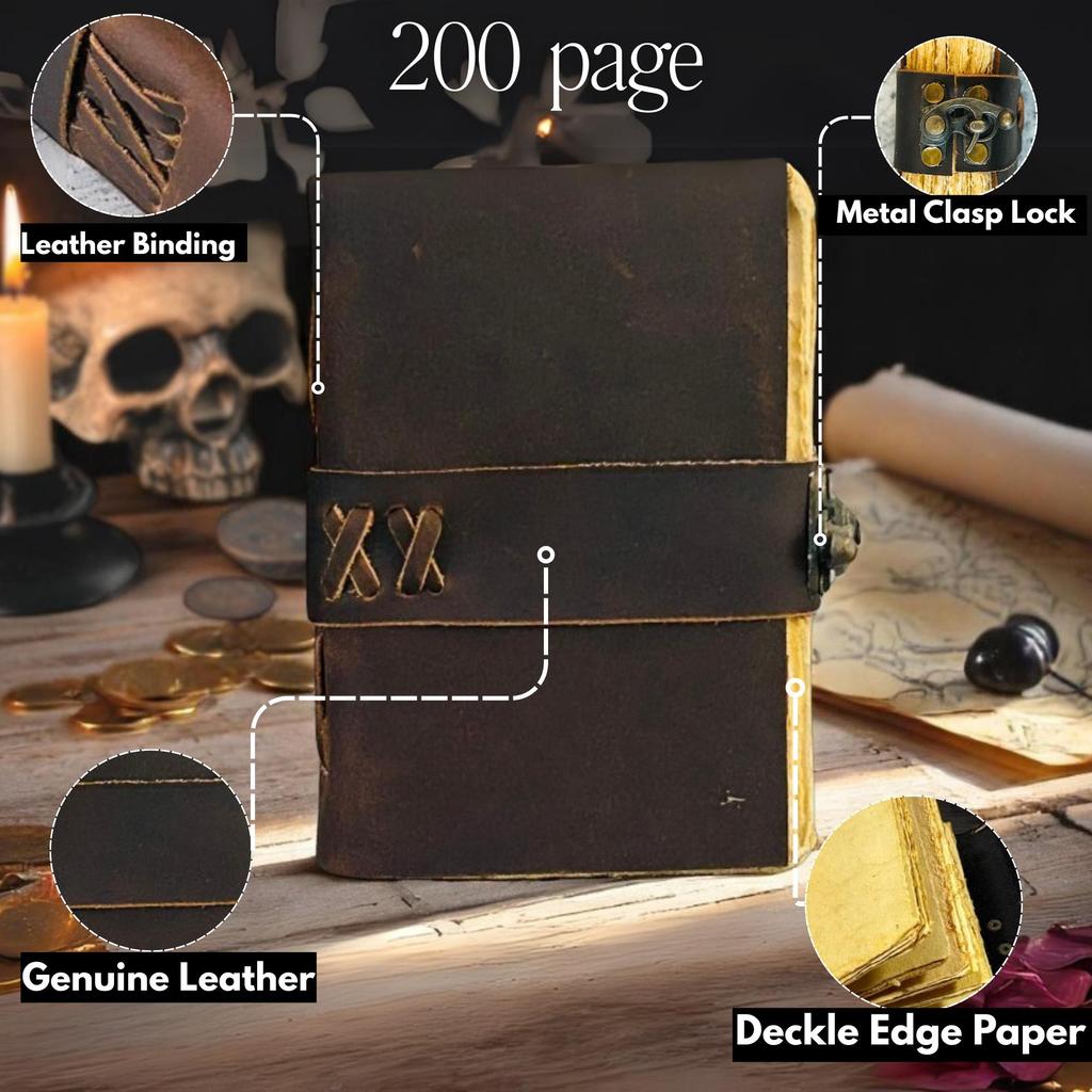 Prastara Handmade Leather Journal 6x4 Inch – 200 Pages – Vintage Notebook for Writing, pocket journal Sketching & Gifting Ideal Christmas gift