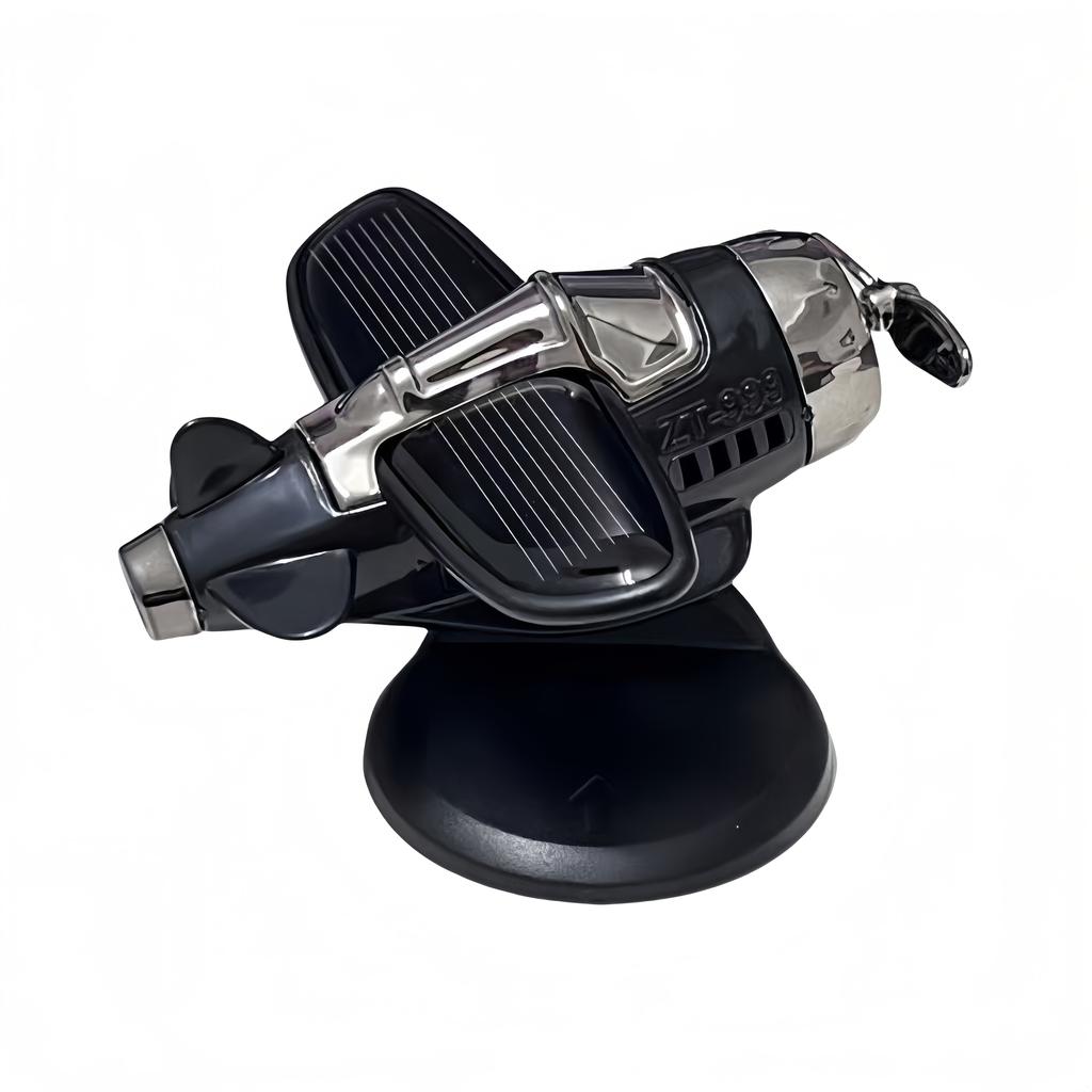 Solar-Powered Car Airplane Ornament, Creative 360-Degree Rotating Car Decoration, Dashboard Light-Sensing Fan Accessory