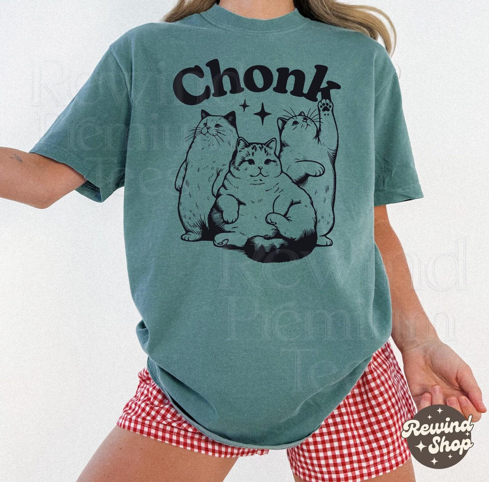 Kawaii Chonk Cat Comfort Colors Shirt - Funny Fat Cat Graphic Tee - Meme Tshirts 3XL