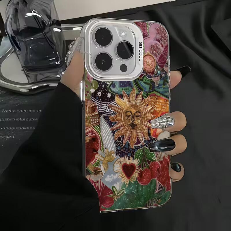 

Чехол в стиле ретро с лицом, солнцем и звездами, гальванизированный серебристый корпус для Redmi Note 14 13 12 11 10 Pro Plus 5G 12S 11 Redmi 14C 13 Redmi Note 14 5G