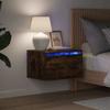 Vidaxl Hanging Nightstands With LED, 2 Pcs, Smoked Oak