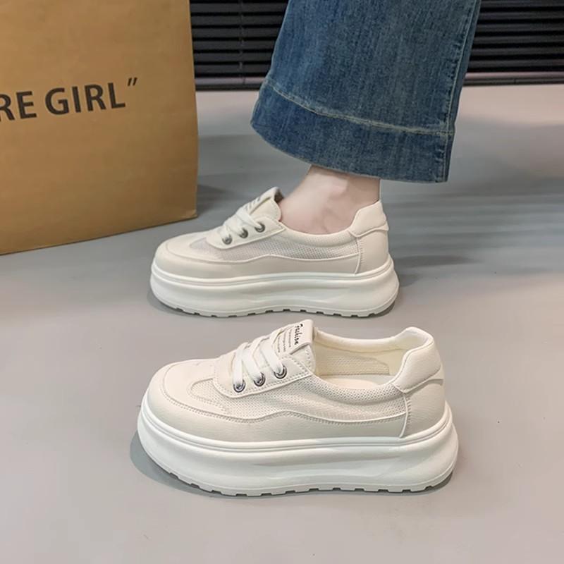 Women's shoes leather thick baseplate shoes women's new summer thin mesh breathable mesh shoes sports little white shoes