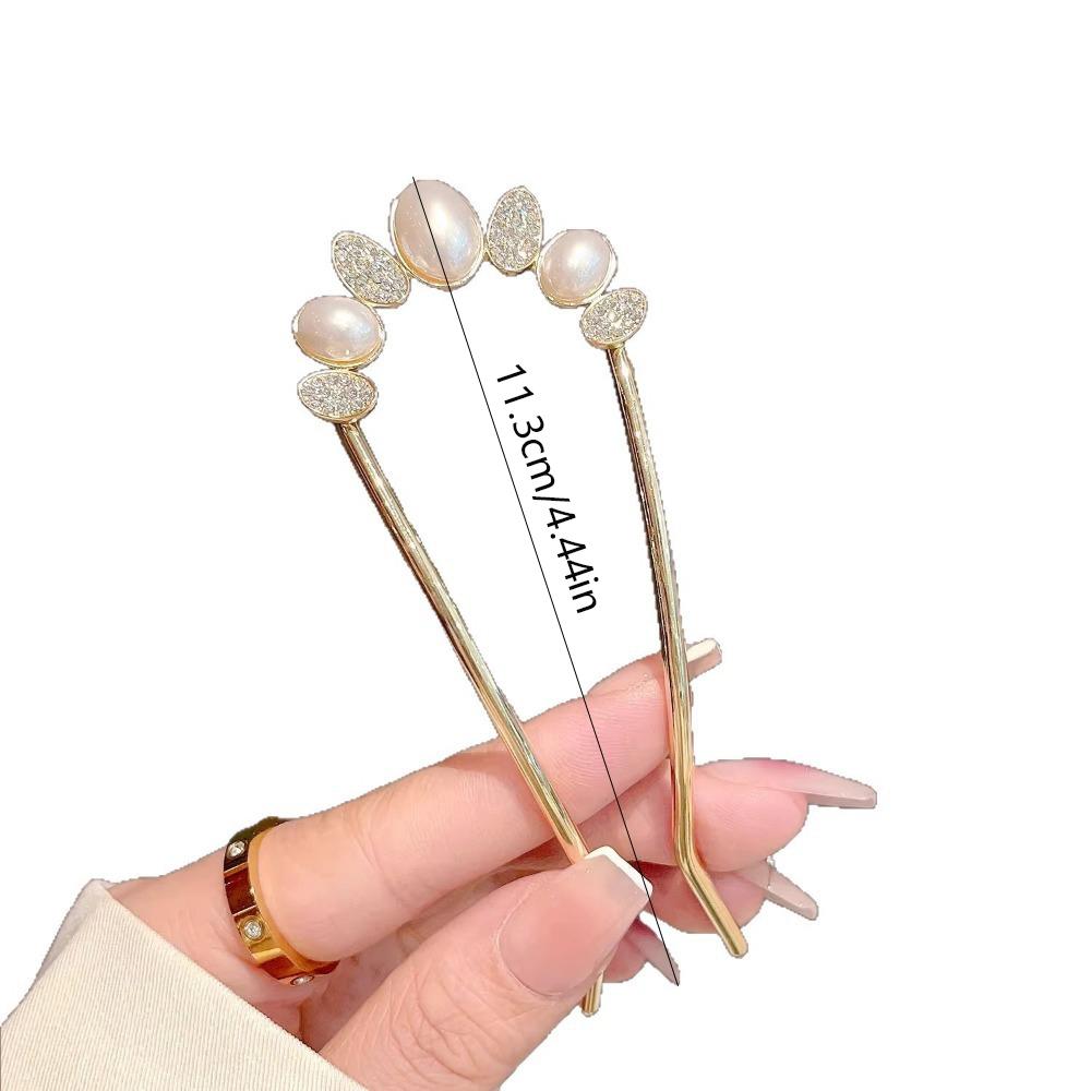 Fashion Elegant Crystal Opal Flower Hairpin for Women Metal U-Shaped Hairpin Chinese Ancient Style Cheongsam Hanfu Accessories