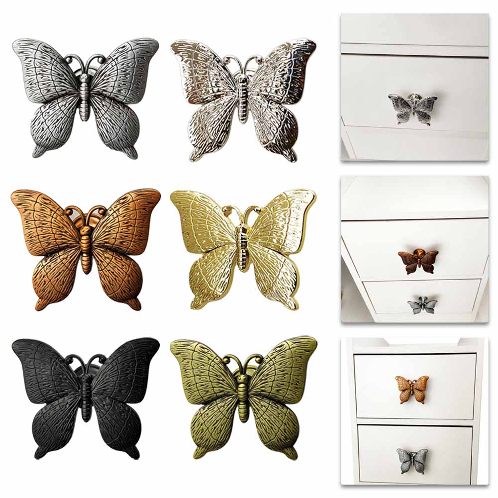 1pcs Butterfly Shape Zinc Alloy Furniture Handle Door Cabinets Knobs For Children Room Cabinets Drawers Door Decoration