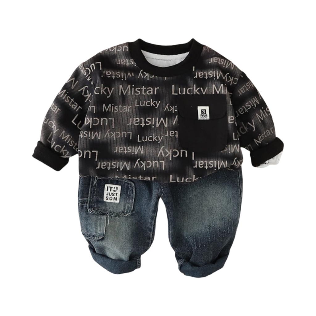 Dětská ležérní souprava s dlouhým rukávem, pohodlné každodenní oblečení