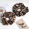 Fashionable Leopard Print Double-layer Large Intestine Headband Hair Accessory, Retro Low Ponytail Headband, Floral Leather Band
