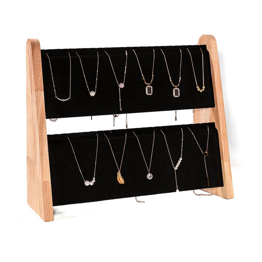 Practical Elegant Necklace and Bracelet Display Stand Natural Sturdy Wood Craft Supplies Show Fixtures Household