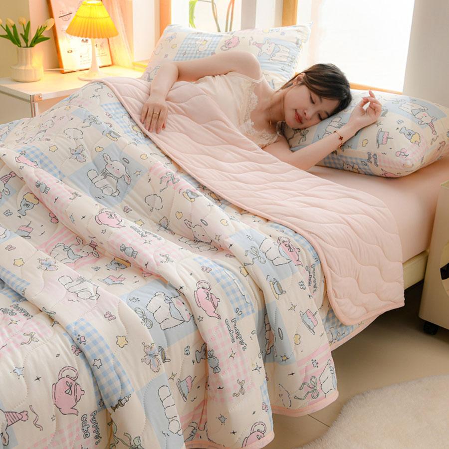 Summer Quilted Quilt, New Floral Single And Double Person Soft, Skin-Friendly, Breathable And Comfortable Air Conditioning Quilt