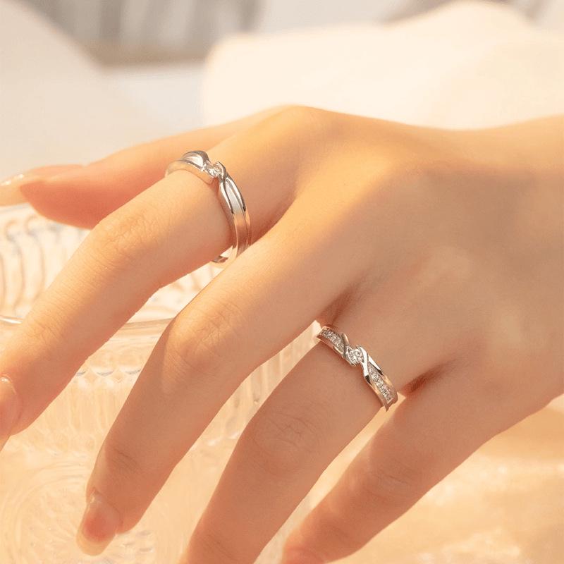 S925 Sterling Silver Couple Rings: Light Luxury Open Design for Men and Women - Perfect Christmas Gift