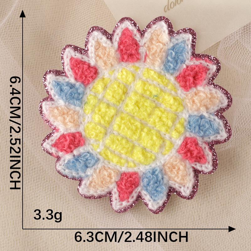 Chenille Heart & Flower Embroidery Patch with Adhesive Backing