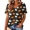 Women's V-Neck Lightweight Halloween Print Top for Spring and Summer