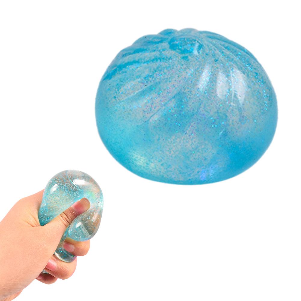 Clear Bun With Gold Powder Slow Rebound Maltose Toy Transparent Stress Ball Kawaii Decompression Toy Stress Relief For Kids