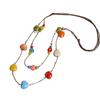 Adjustable Colorful Ceramic Necklace Woven Rope Boho Style Necklace  for Women Fashion