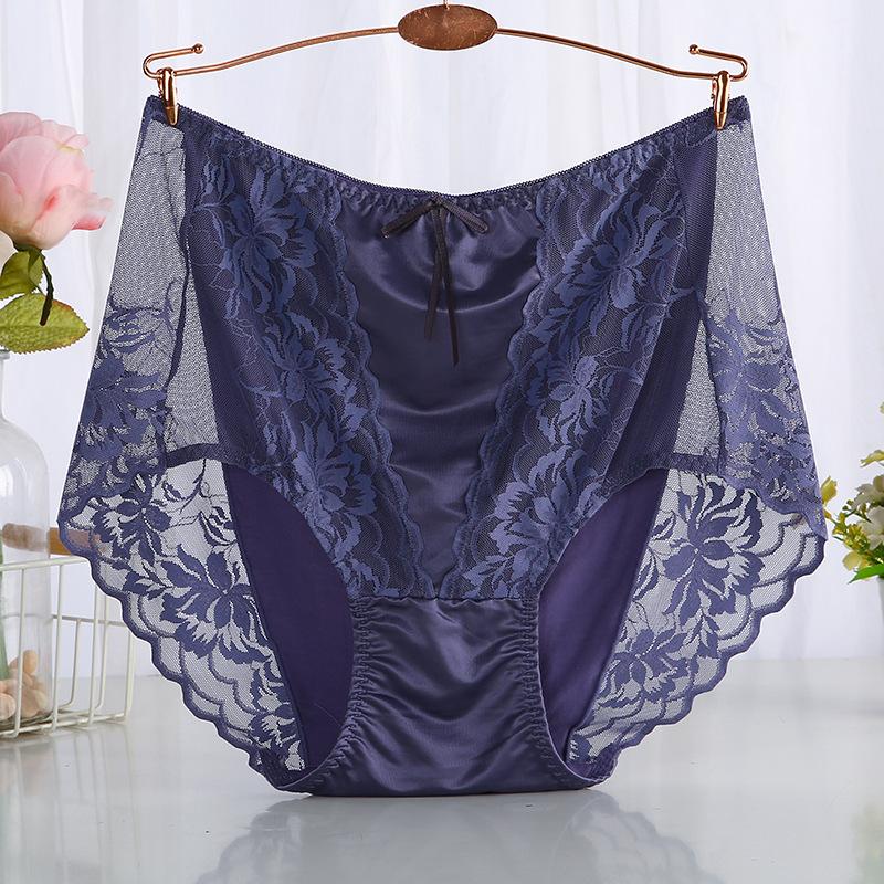 Plus Size Sexy Lace Seamless Panties High-Rised Mesh Briefs Soft Breathable Underpants Lightweight Underwear