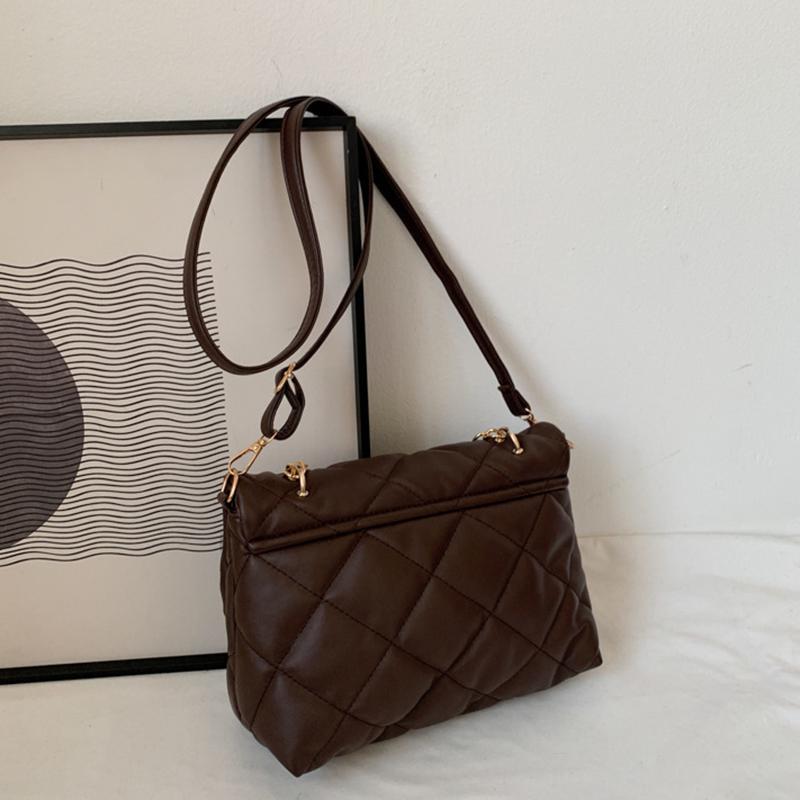 Yogodlns текстура ромб однотонная сумка через плечо с клапаном для женщин цепочки декоры — фото 14