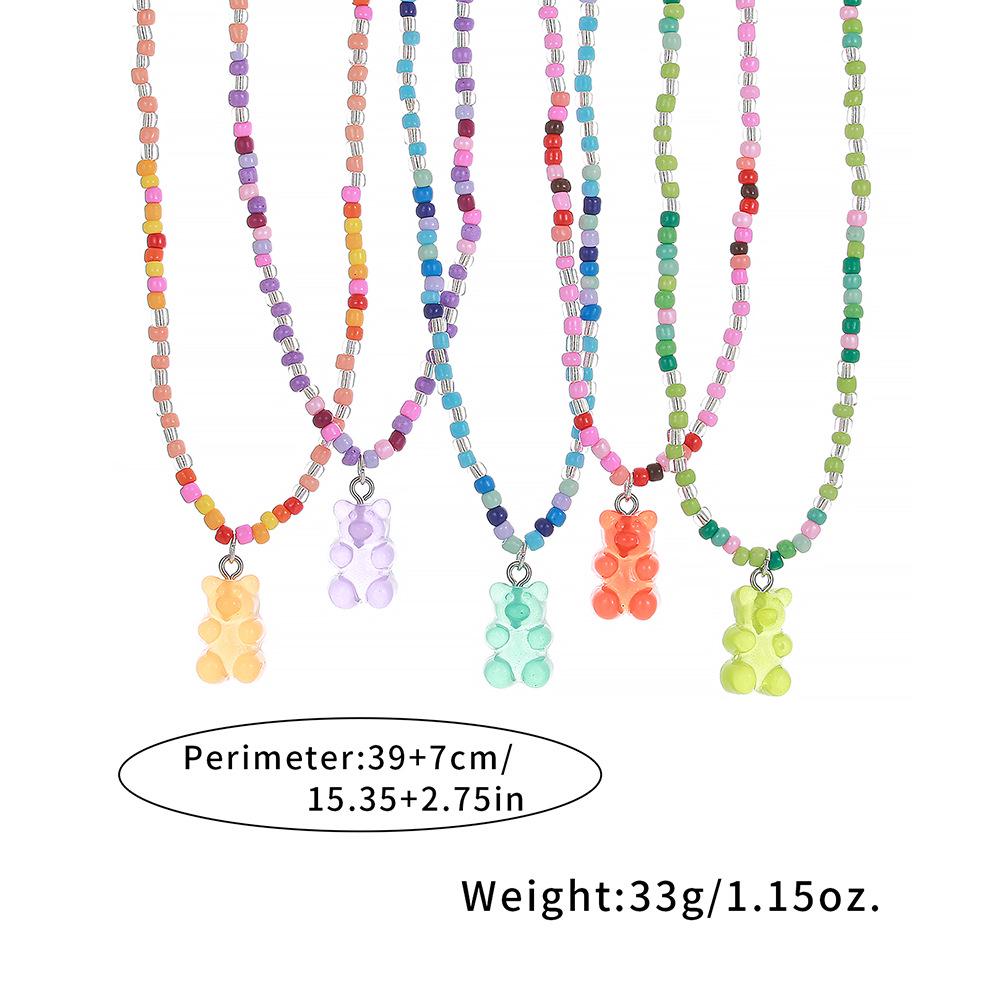 

Красочное ожерелье из бисера с мультяшным мармеладным мишкой - Украшения ручной работы для детей