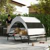 Elevated Dog Bed Tent with Canopy, 3-Sided Textilene, Carrying Bag, 122 X 92 X 94 Cm, Light Grey