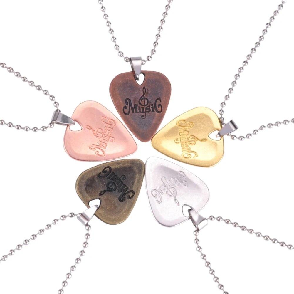 Miwayer Púa de Guitarra de Metal Aleación de Zinc Colgante de Collar Púa Para Guitarra Eléctrica Instrumento Musical Piezas Accesorios
