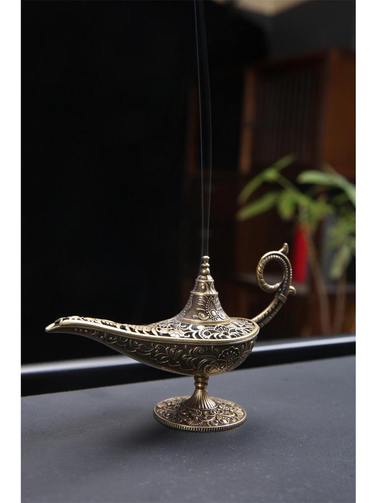 Aladdin's Lamp Alloy Incense Burner - Small Auspicious Cloud Design for Long-lasting Agarwood & Sandalwood Aromatherapy