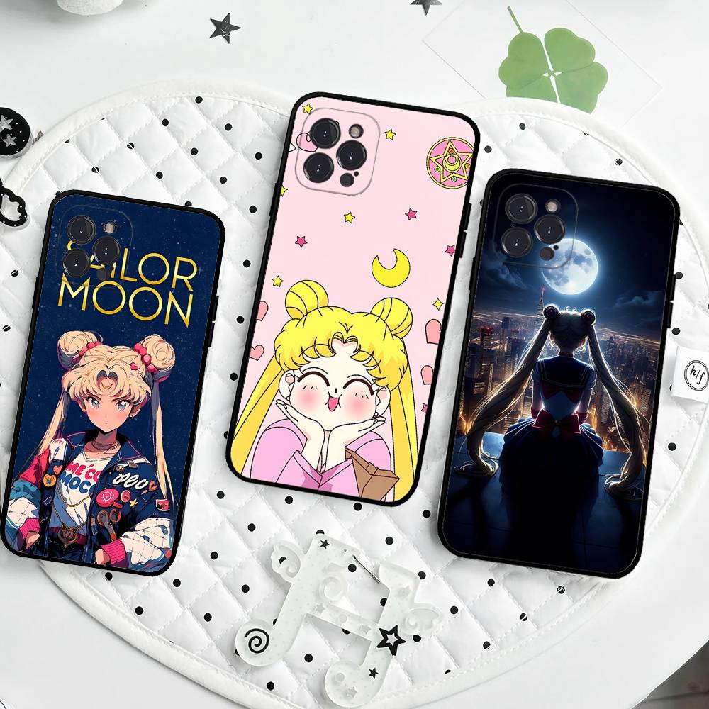 S-Sailors Anime Moon Phone Case For IPhone 17 16 15 14 13 12 Mini 11 Pro Plus Soft Silicone Cover