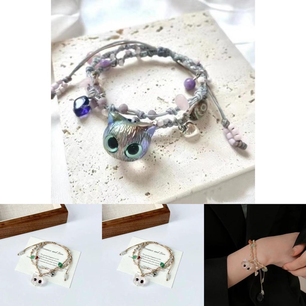 Charming And Fresh Cat Pattern Woven Bracelet For Women Gift And Wear Casual