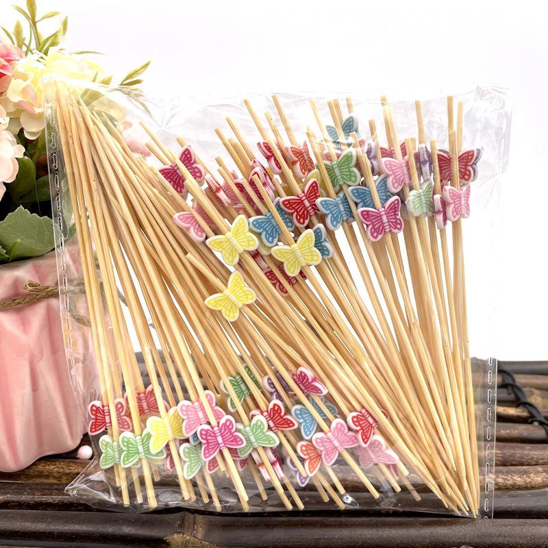 1 Bag Disposable Bamboo Food Sticks Buffet Cupcake Fruit Fork Party Cake Dessert Salad Vegetable Sticks Toothpick Skewers