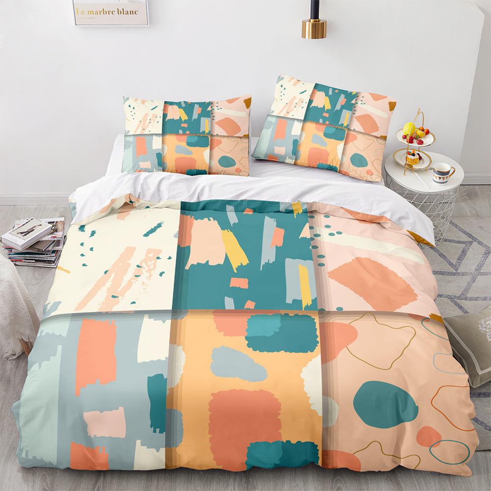 Sports Graffiti King Queen Duvet Cover Cartoon Bicycle Badminton Racket Bedding Set for Kids Black 2/3pcs Polyester Quilt Cover