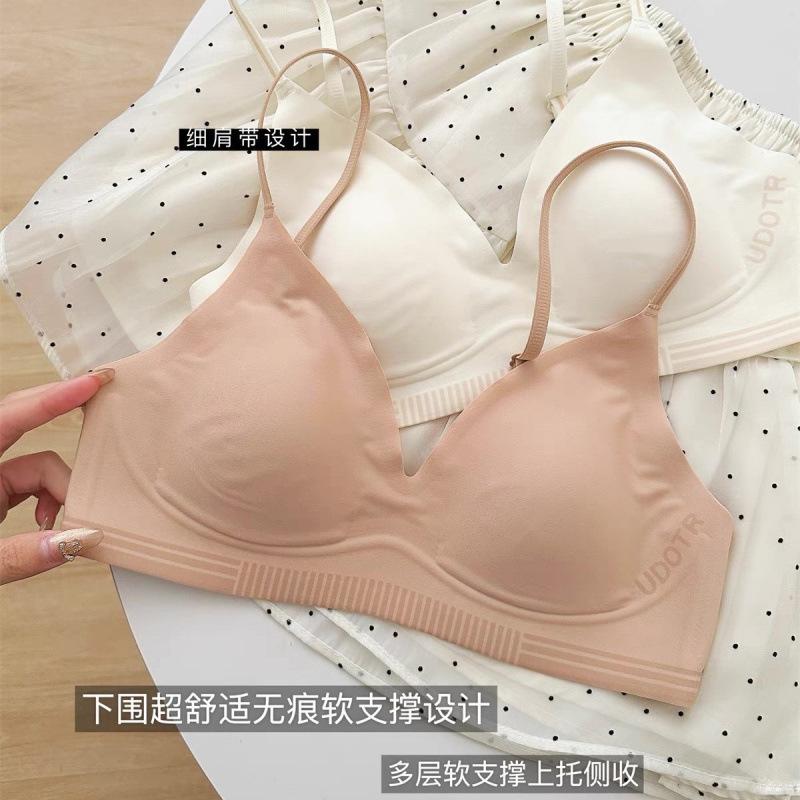 Kanghou T-shirt Looks Thin, Seamless Underwear, Women's Big Breasts Show Small Breasts, Gather Anti-sagging, Thin and Comfortable Invisible Bra