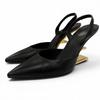 Great Pumps FIRST F-design Heel Slingback Leather Shoes Black Women 36 Used