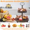 Fall Tiered Tray 2-Tier Wood Tiered Tray Decor Farmhouse Tiered Tray with Metal Handle Detachable Tiered Serving Tiered Tray