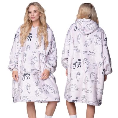 Blanket Sweatshirt Oversize Warm Thick Blanket Sweatshirt 2In1 Xxl Cats Furry [Ub-Kb-Wz-10]
